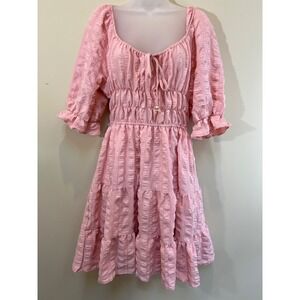 Liberty Love Dress XL Pink Coastal Cowgirl Tiered Smocked Milkmaid Coquette Twee